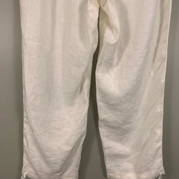 J Jill Purejill linen white linen elastic waist cropped pants size medium - Picture 12 of 12